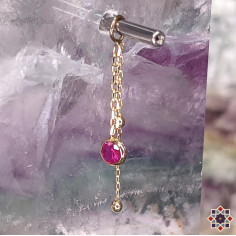 Charme Lina double chainette en or jaune 14 carats et zircon - Taracea 2