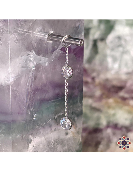 Charme Baza chainette en or blanc 14 carats et zircons - Taracea