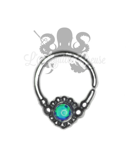 Anneau en argent 925 & opale synthétique