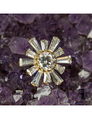 'Burst' Invictus en titane pvd or 24 carats et zircons  - threadless