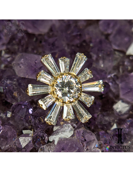 'Burst' Invictus en titane pvd or 24 carats et zircons  - threadless