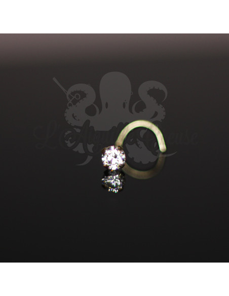 Stud Or jaune 14 carats, orné d'un zircon rond