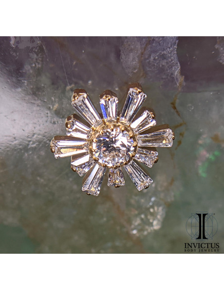 'Burst' Invictus en titane pvd or 24 carats et zircons  - threadless