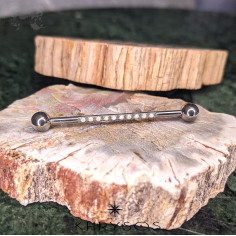 Barbell Khrysos pour industriel orné d'opales synthétiques, 1.6mm pas de vis interne 2
