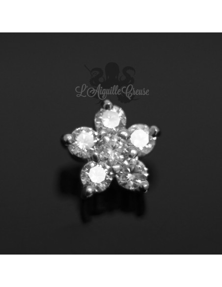 Accessoire pour micro dermal en acier chirurgical fleur strassée
