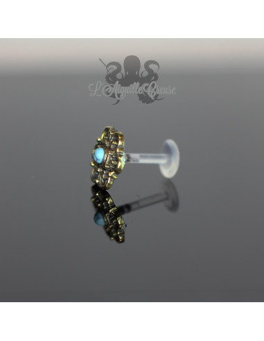 Accessoire en bronze Fleur & turquoise clipable
