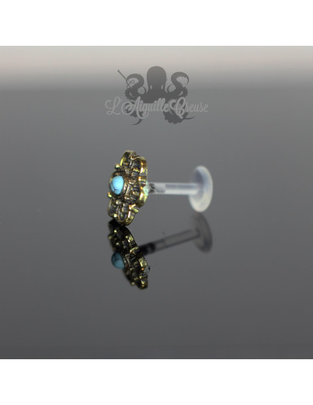 Accessoire en bronze Fleur & turquoise clipable