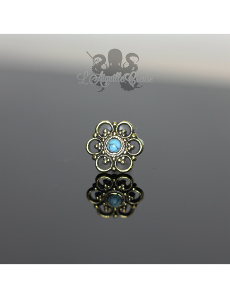 Accessoire en bronze Fleur & turquoise clipable