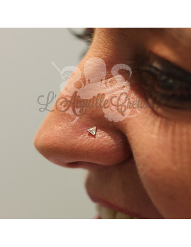 Stud Or jaune 14K & zircon triangulaire