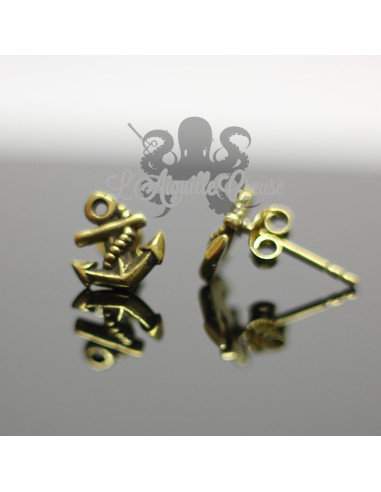 Paire de boucles d'oreilles Ancre en bronze