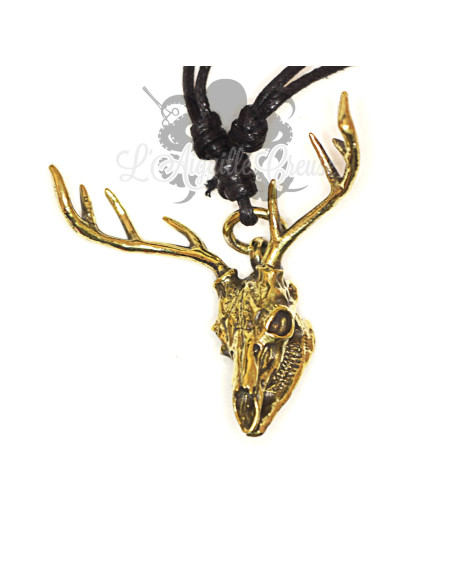 Collier  Tête de cerf en bronze