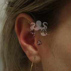 Tréfle de zircons griffé d'or blanc 2