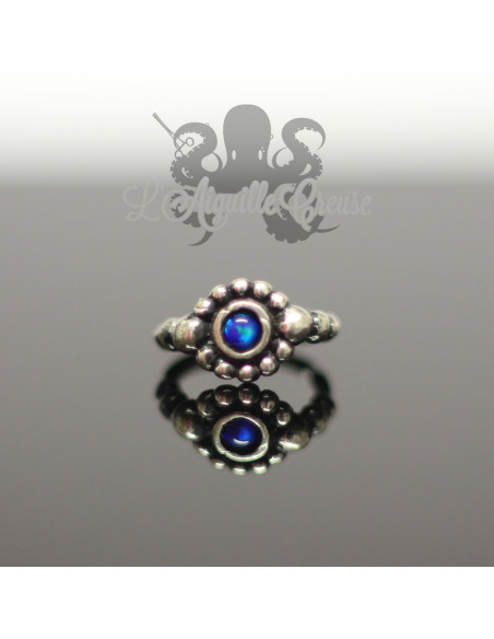 Anneau de narine en argent 925 & opale synthétique