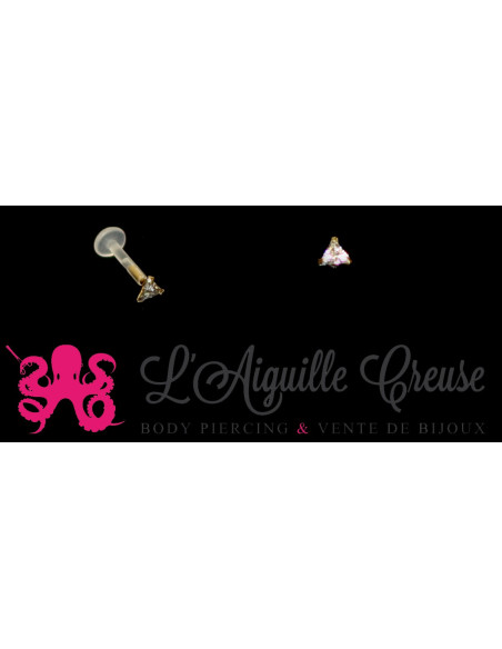 Zircon triangulaire en or jaune 14k 