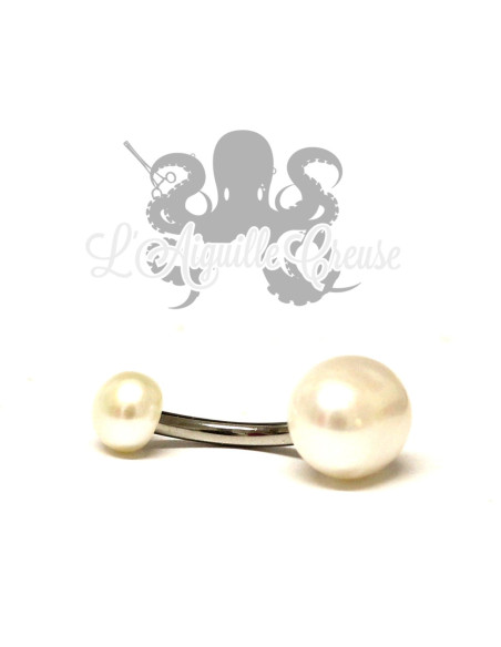 Bijou de nombril Perles véritables et acier chirurgical 316L