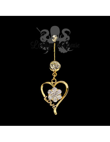 Bijou de nombril Coeur plaqué or 14 carats