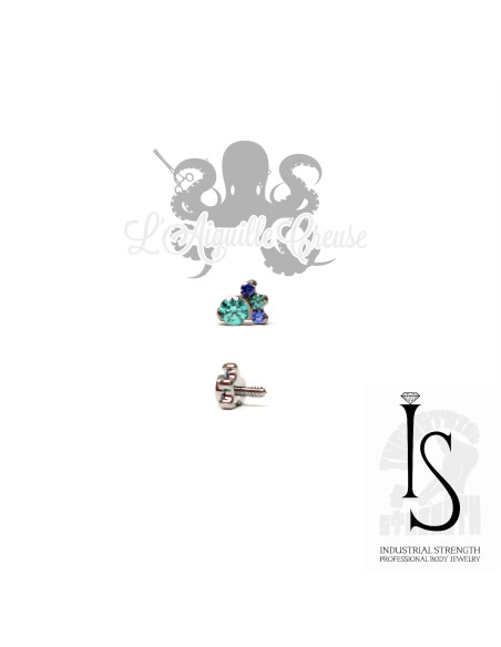 "Ménage à trois" en titane & pierres fines IS pour 1.2 mm