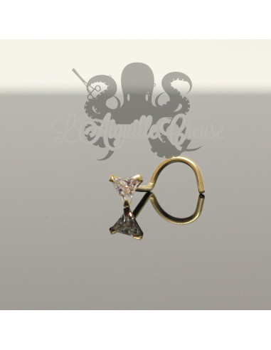 Stud Or jaune 14K & zircon triangulaire