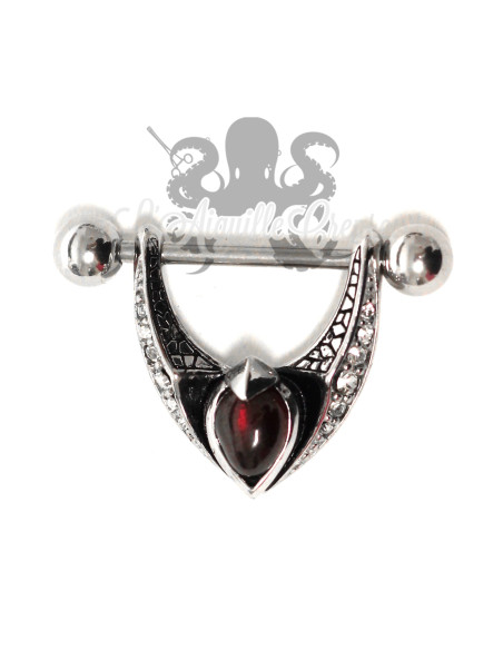 Bijou de téton en fonte d'acier et grenat Koolkatana
