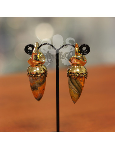 Paire de poids "Bumblebee" en bronze & Jaspe bourdon