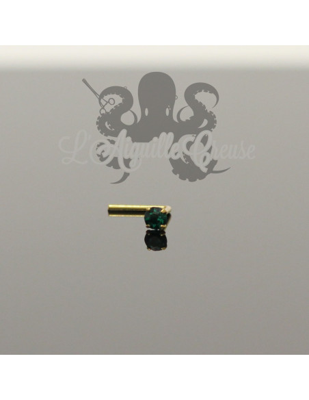 Stud Or 9 carats, orné d'un zircon Emeraude