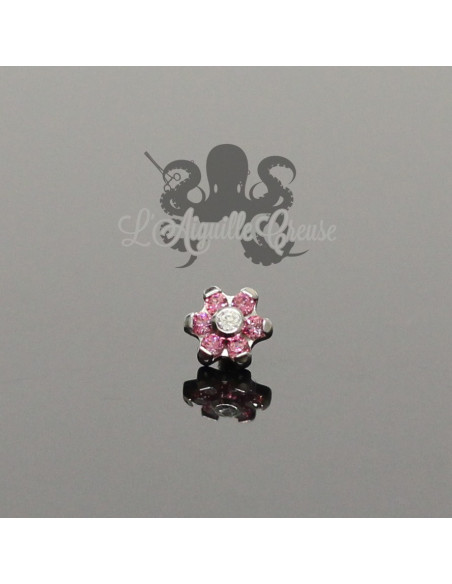 Fleur pour micro dermal en titane orné de Swarovski