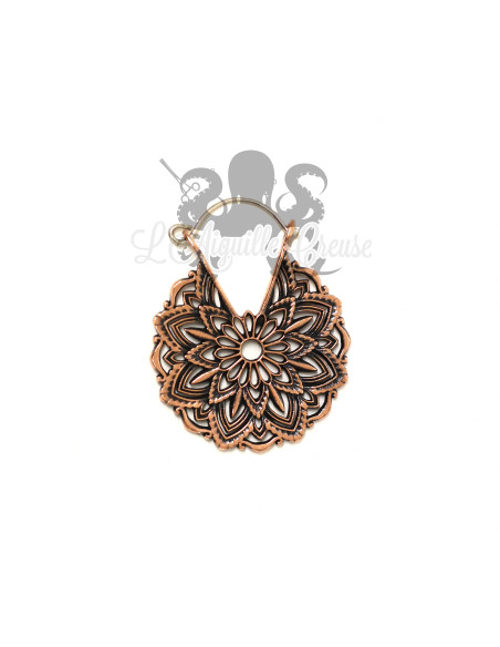 Paire de boucles d'oreilles en bronze cuivré Mandala