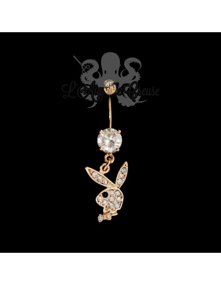 Bijou de nombril Playboy plaqué or rose 14 carats