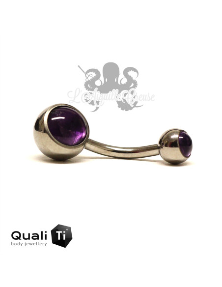 Bijou de nombril QualiTi en Améthyste & Titane implantable