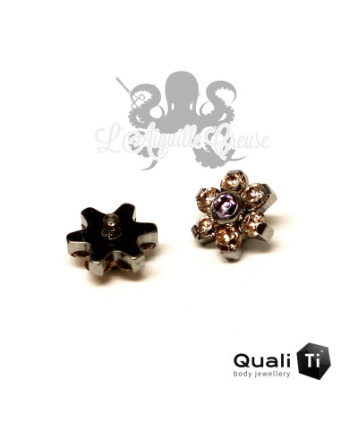 Fleur QualiTi en titane & zircons - 6.7 mm pour 1.6 mm