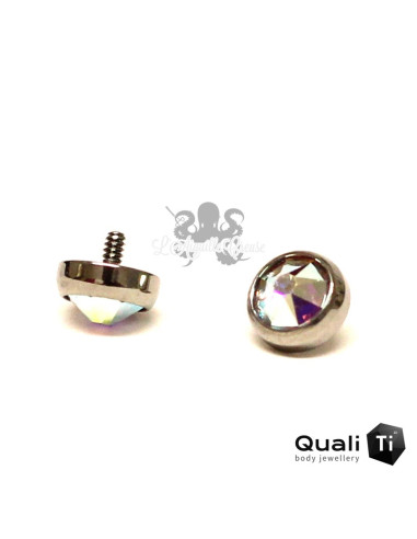 Accessoire QualiTi en zircon blanc irisé et titane - pour 1.2 mm