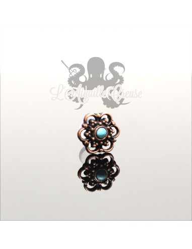 Accessoire en bronze cuivré Fleur & turquoise clipable