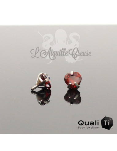 Accessoire QualiTi Coeur en zircon & en titane - pour 1.2 mm