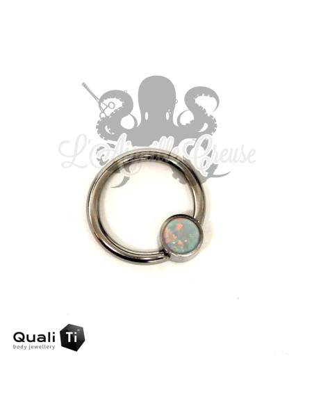 Anneau titane & opale synthétique QualiTi