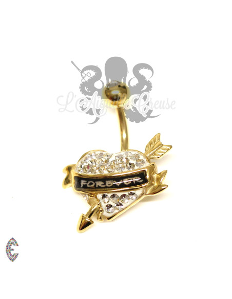 Bijou de nombril Crystal Evolution Swarovski & Acier 316L pvd or