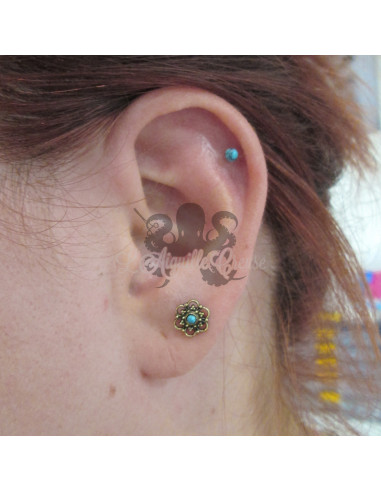 Accessoire en bronze Fleur & turquoise clipable