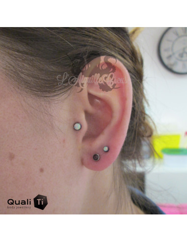 Cabochon d'opale synthétique de 4 mm QualiTi en titane - pour 1.2 mm