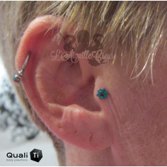 Fleur QualiTi en titane, zircon & opales synthétiques - 5 mm pour 1.2 mm 2