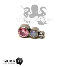 Accessoire QualiTi en titane, 3 zircons & opales synthétiques CURVE- pour 1.2 mm 2