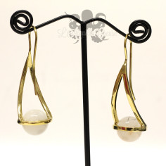 Paire de boucles d'oreilles en bronze & Quartz fumé 2