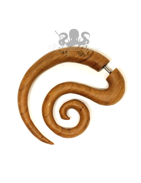 Boucle d'oreille  en bois sculptée