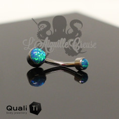 Bijou de nombril mini Opale synthétique QualiTi en Titane implantable