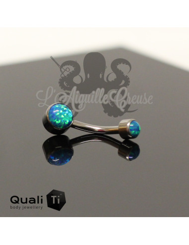 Bijou de nombril mini Opale synthétique QualiTi en Titane implantable