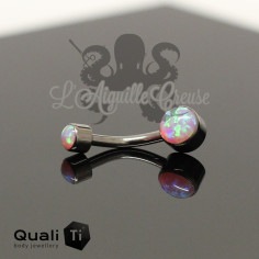 Bijou de nombril mini Opale synthétique QualiTi en Titane implantable 2