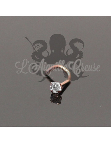 Stud plaqué or rose et zircon blanc