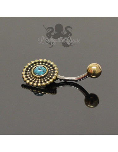 Bijou de nombril en bronze & pierre fine