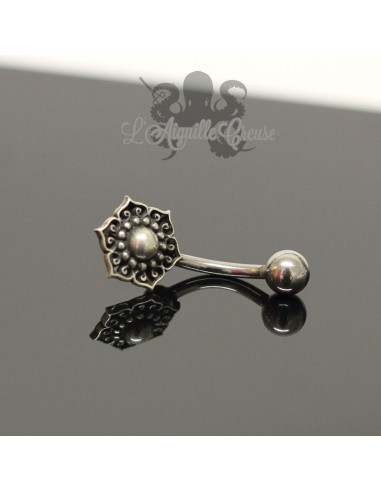 Bijou de nombril Fleur en argent 925