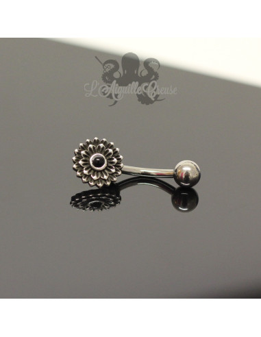 Bijou de nombril Fleur en argent 925 & pierre fine