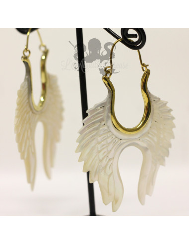 Paire de boucles d'oreilles en bronze & nacre