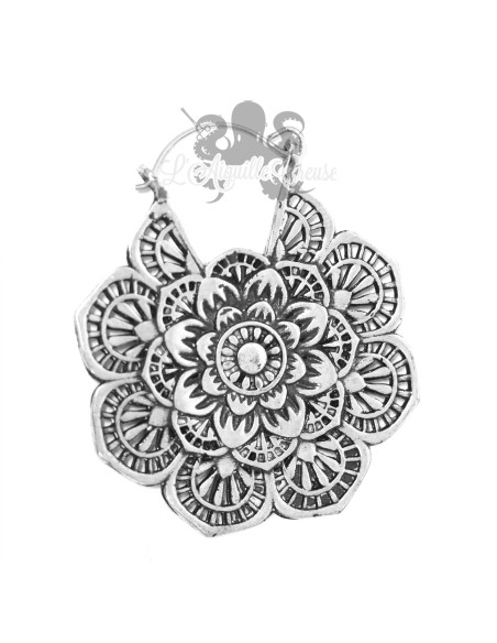 Paire de boucles d'oreilles  en Argent 925 & Bronze blanc